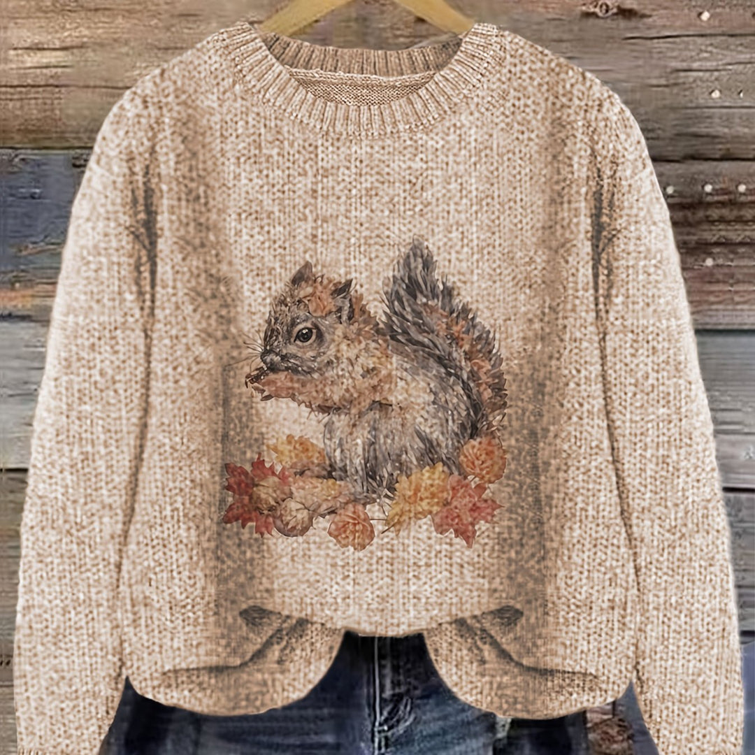 Gracen – Damen Pullover mit Eichhörnchen-Print