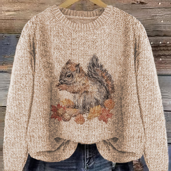 Gracen – Damen Pullover mit Eichhörnchen-Print