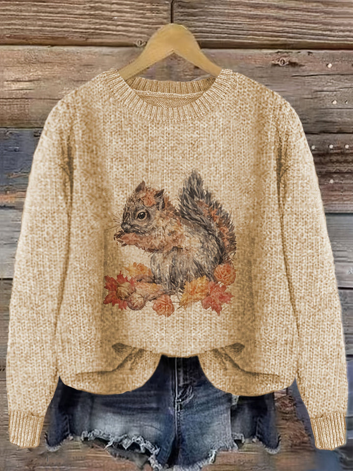 Gracen – Damen Pullover mit Eichhörnchen-Print