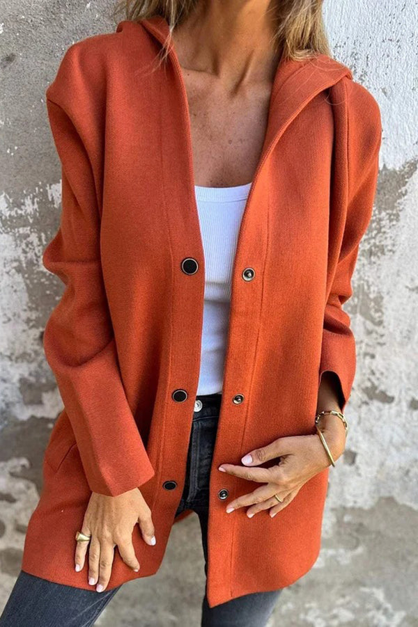 Elena | Lässige Kapuzenjacke mit Knopfleiste & langen Ärmeln