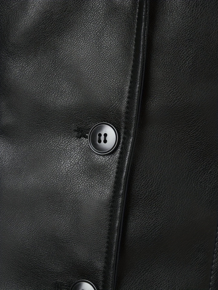 Atara – Eleganter PU- Ledermantel mit Revers & A-Linien-Schnitt