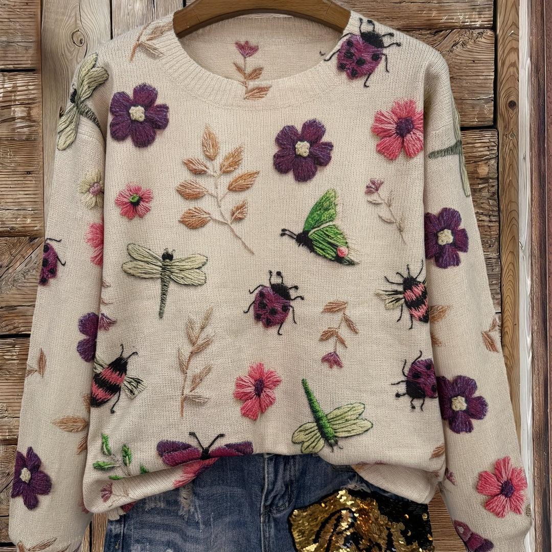 Etta – Lässiger Pullover mit floraler Insektenoptik