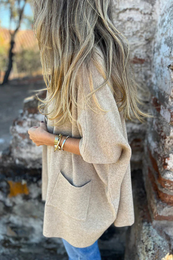 Monika | Lockere Kapuzen-Cape-Jacke mit Knopf & Taschen