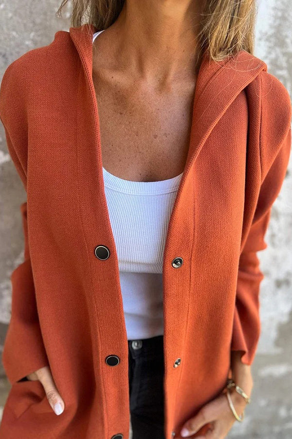 Elena | Lässige Kapuzenjacke mit Knopfleiste & langen Ärmeln