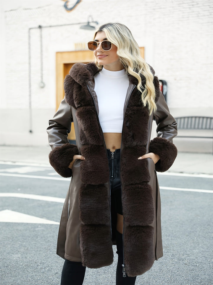 Bonnie – Eleganter Damen-Mantel mit Kapuze und Gürtel