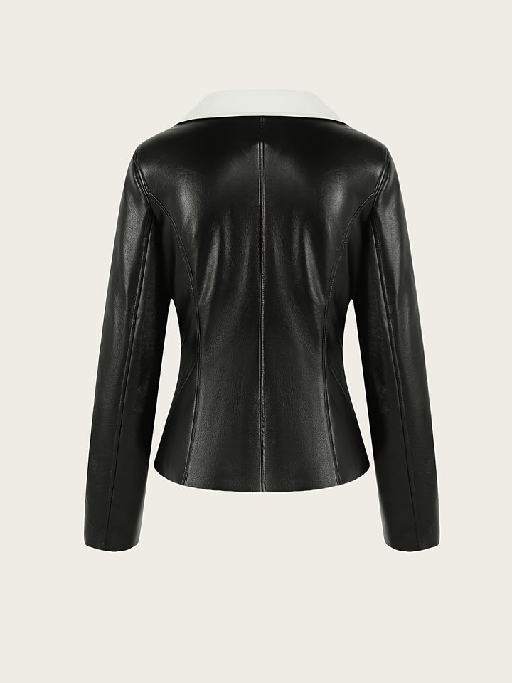 Darana – Damen PU- Lederjacke mit Reverskragen