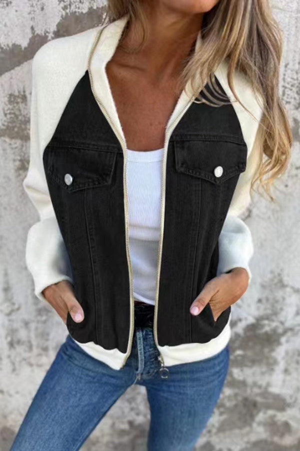 Larissa | Modische Casual-Denim-Jacke mit Zipper-Taschen