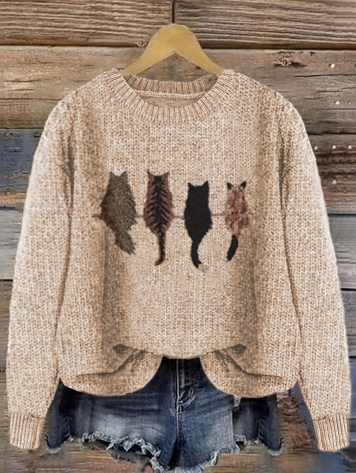 Ginny – Damen Pullover mit Katzen-Print