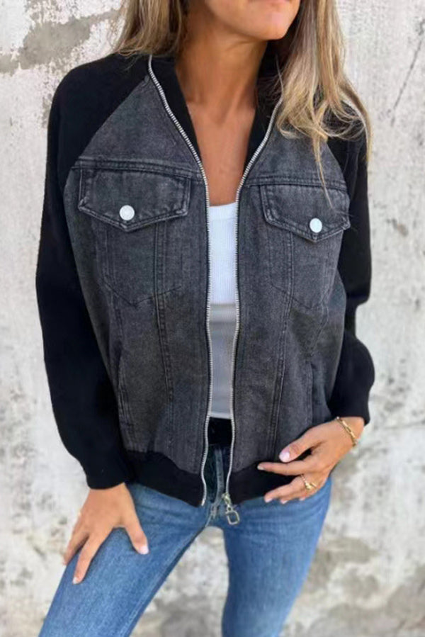 Larissa | Modische Casual-Denim-Jacke mit Zipper-Taschen