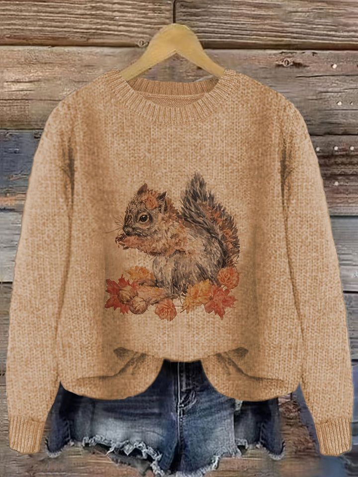 Gracen – Damen Pullover mit Eichhörnchen-Print