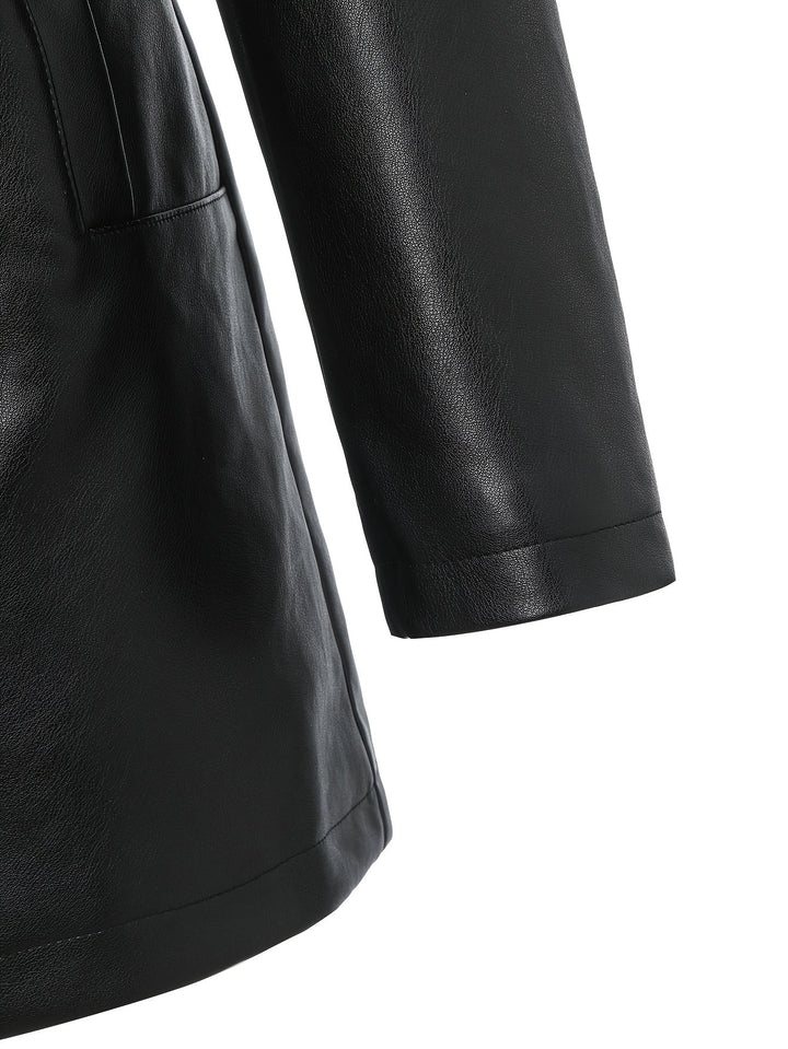 Waverly – Lässige PU- Lederjacke mit quadratischem Ausschnitt & Taillengürtel