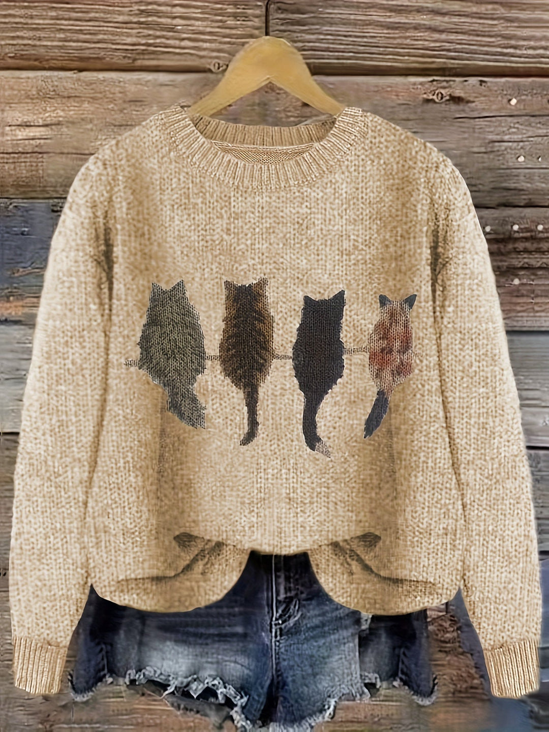 Ginny – Damen Pullover mit Katzen-Print