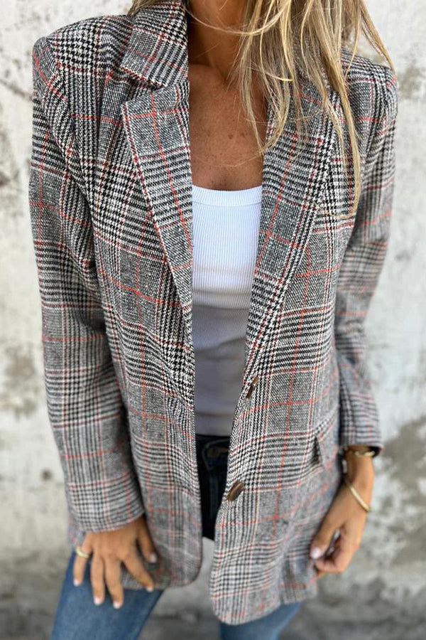 Tamara | Retro-Hahnentritt-Freizeitblazer mit Revers