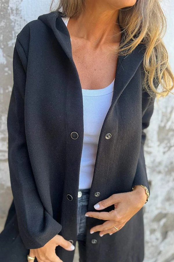Elena | Lässige Kapuzenjacke mit Knopfleiste & langen Ärmeln