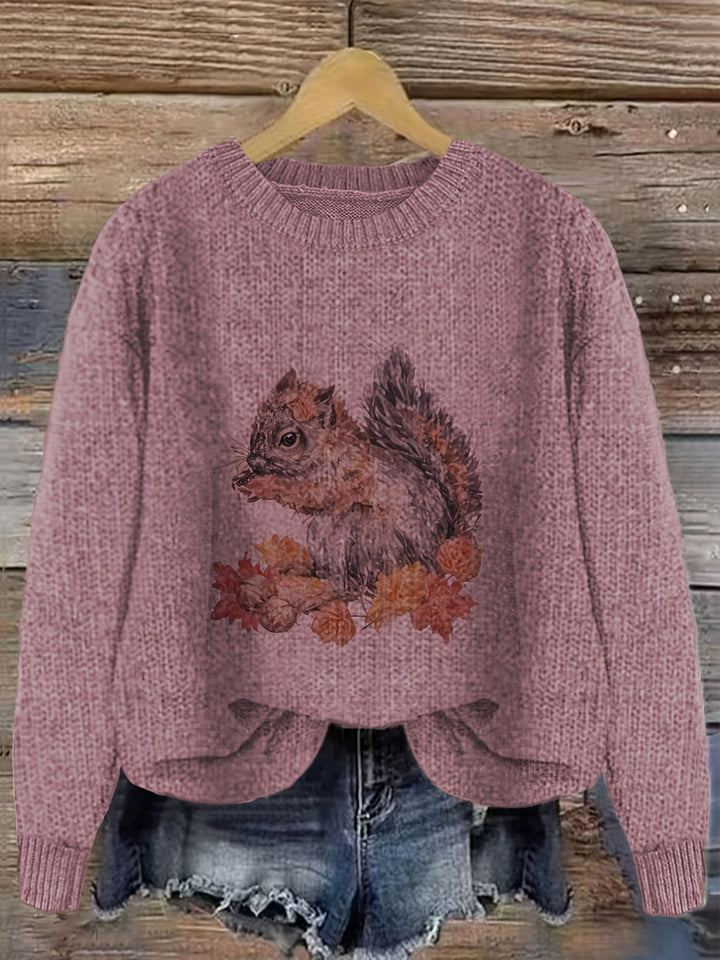 Gracen – Damen Pullover mit Eichhörnchen-Print