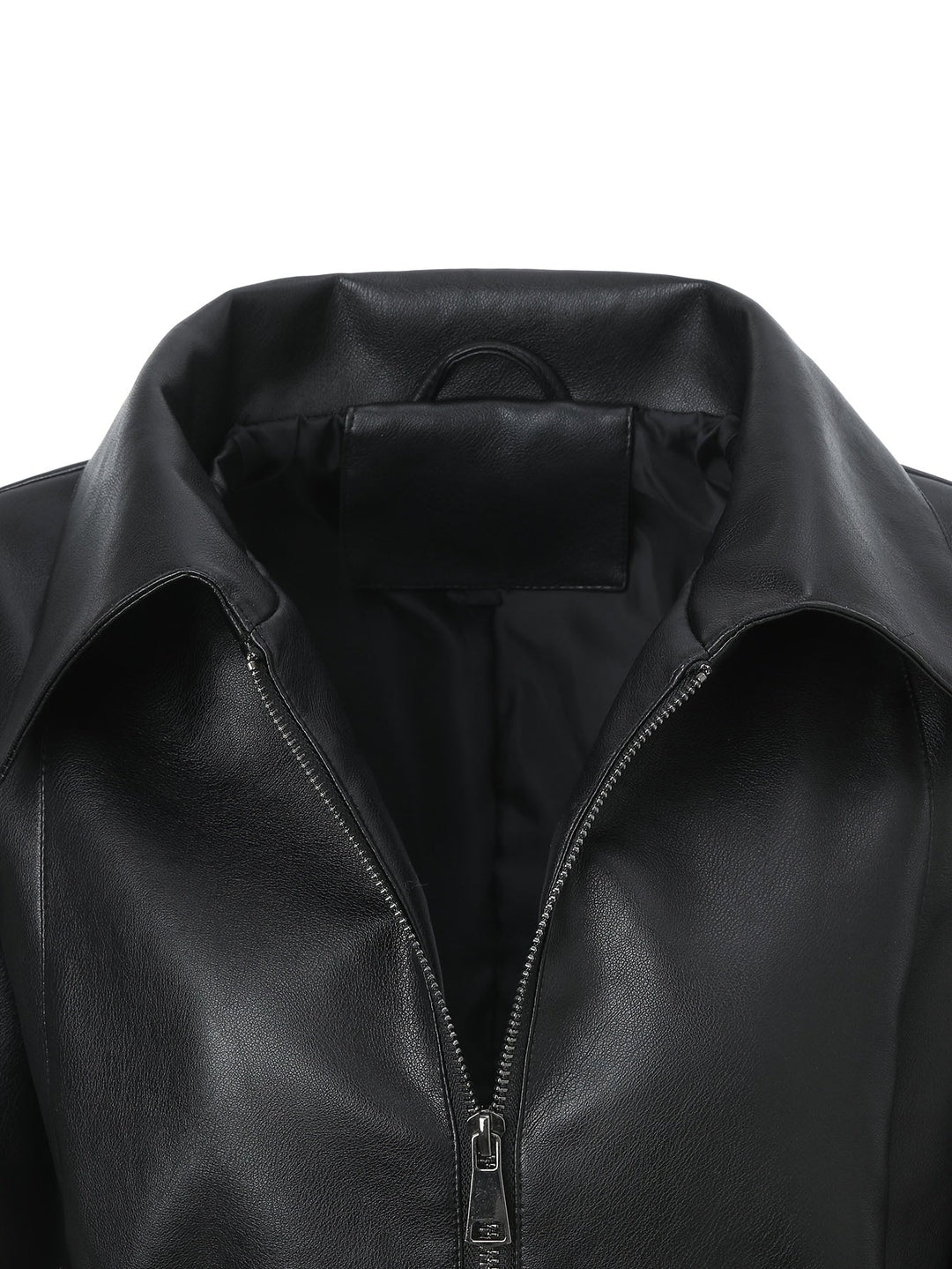 Waverly – Lässige PU- Lederjacke mit quadratischem Ausschnitt & Taillengürtel