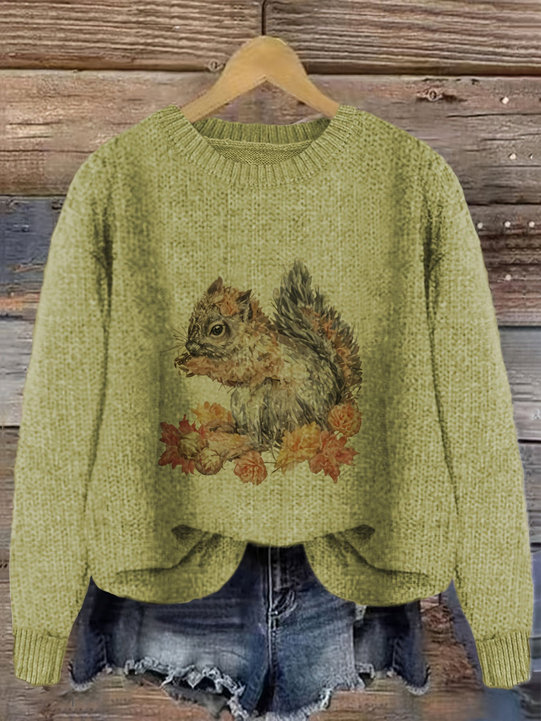 Gracen – Damen Pullover mit Eichhörnchen-Print