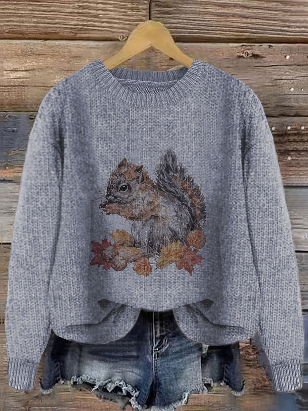 Gracen – Damen Pullover mit Eichhörnchen-Print
