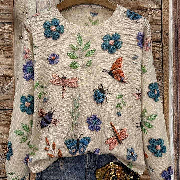 Etta – Lässiger Pullover mit floraler Insektenoptik
