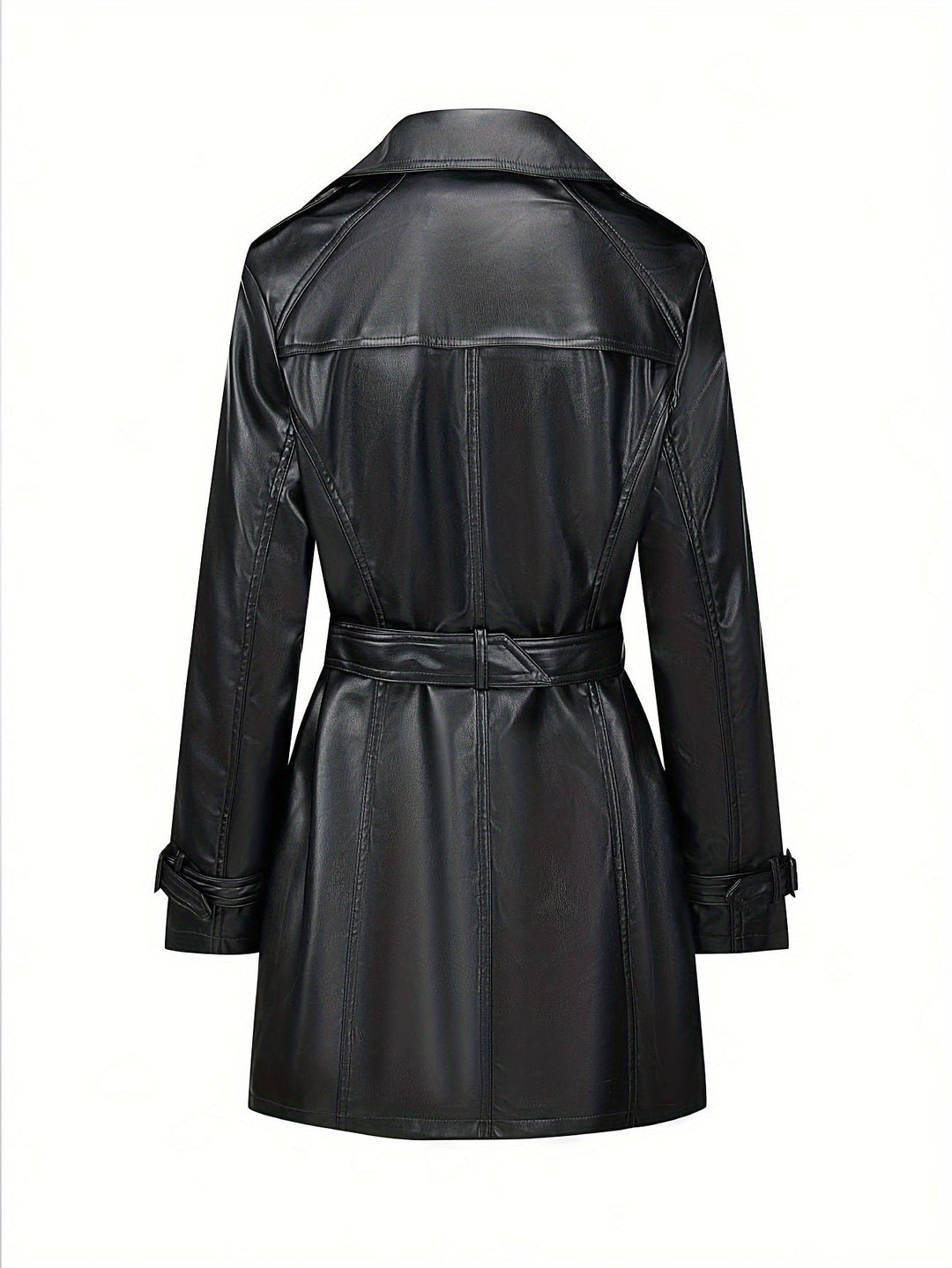 Faye – Eleganter Damen- Leder-Trenchcoat mit Gürtel