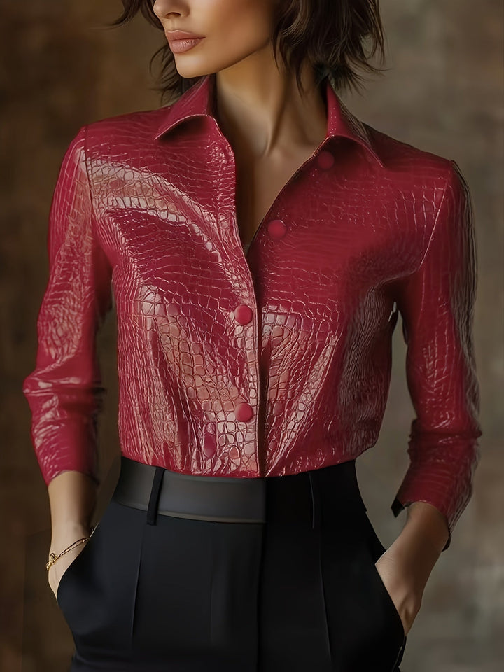 Samara – Schwarze Jacke mit Krokoprägung & lässigem Schnitt