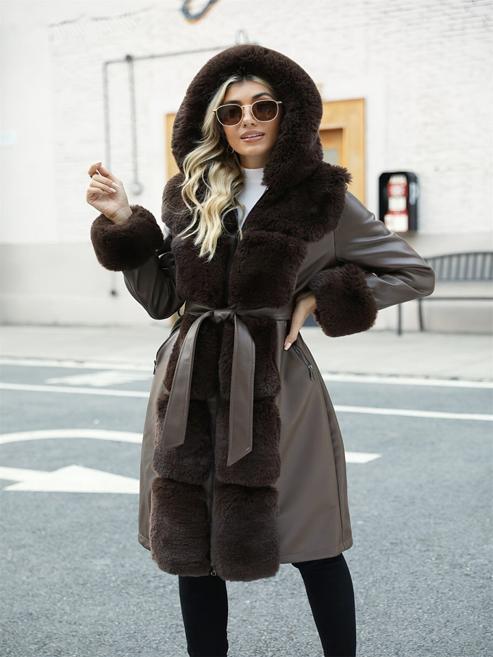 Bonnie – Eleganter Damen-Mantel mit Kapuze und Gürtel