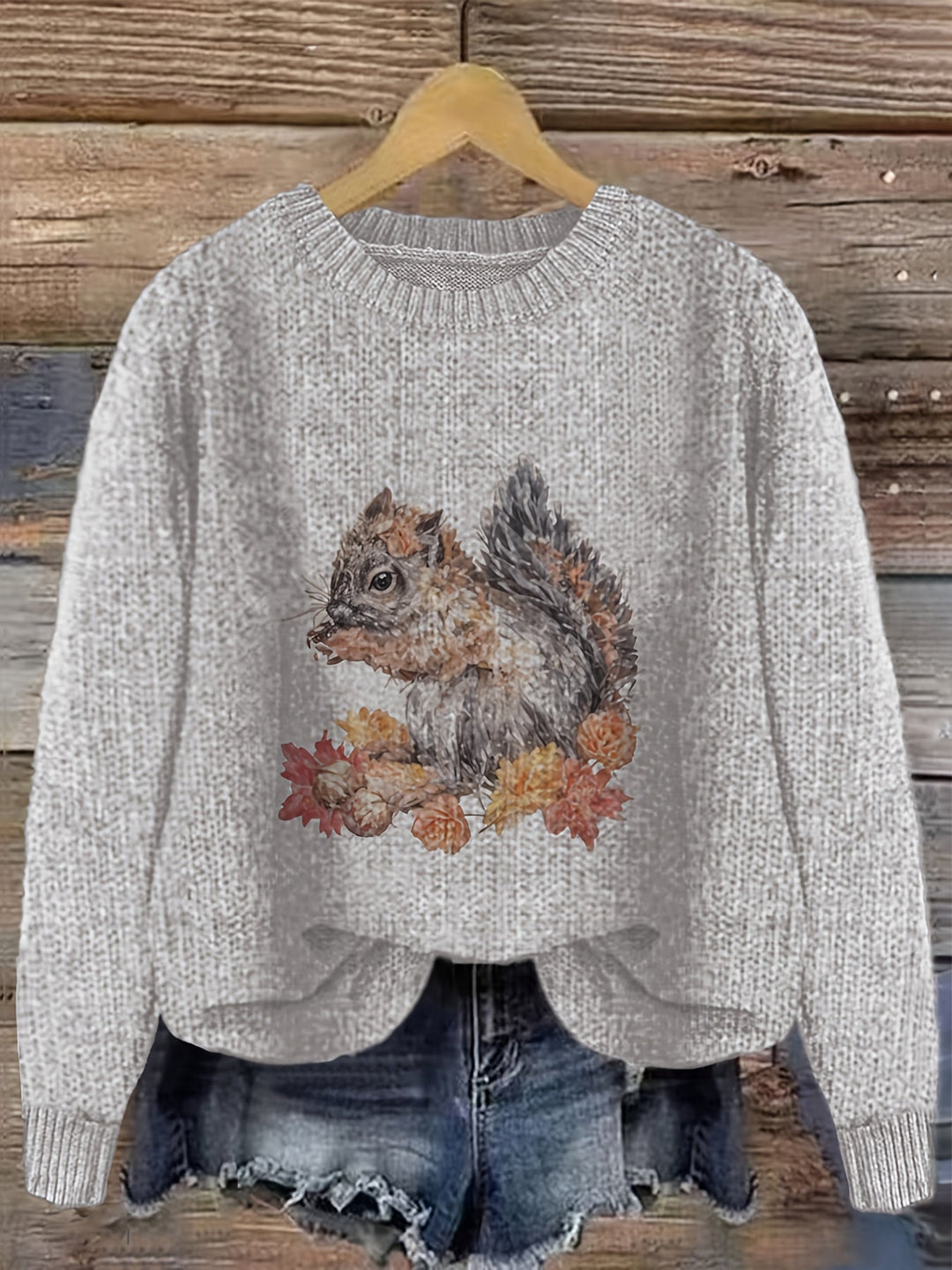 Gracen – Damen Pullover mit Eichhörnchen-Print