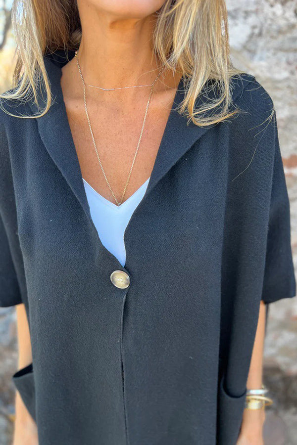 Monika | Lockere Kapuzen-Cape-Jacke mit Knopf & Taschen