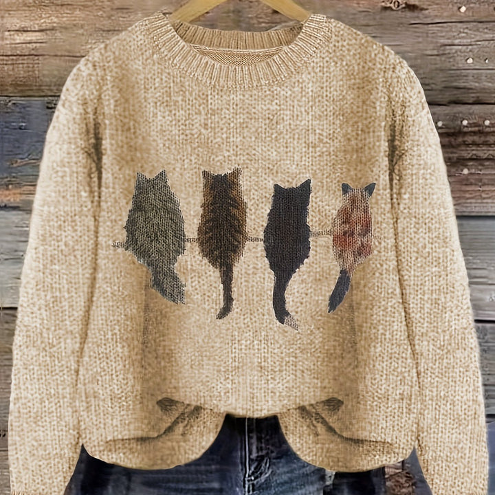 Ginny – Damen Pullover mit Katzen-Print