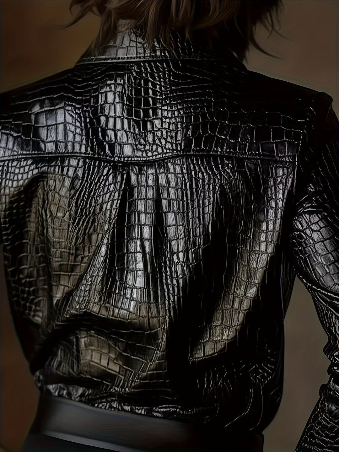 Samara – Schwarze Jacke mit Krokoprägung & lässigem Schnitt