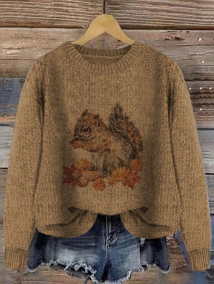 Gracen – Damen Pullover mit Eichhörnchen-Print