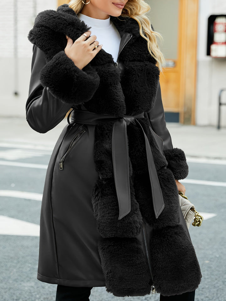 Bonnie – Eleganter Damen-Mantel mit Kapuze und Gürtel