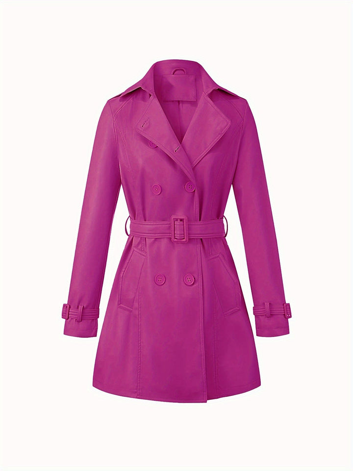 Faye – Eleganter Damen- Leder-Trenchcoat mit Gürtel