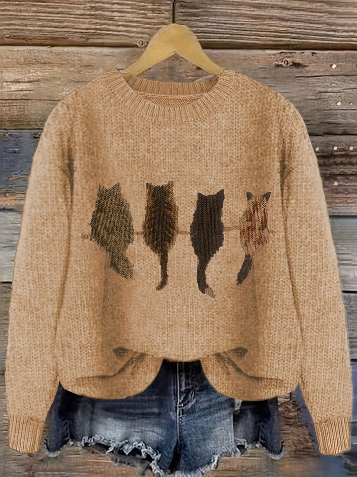 Ginny – Damen Pullover mit Katzen-Print