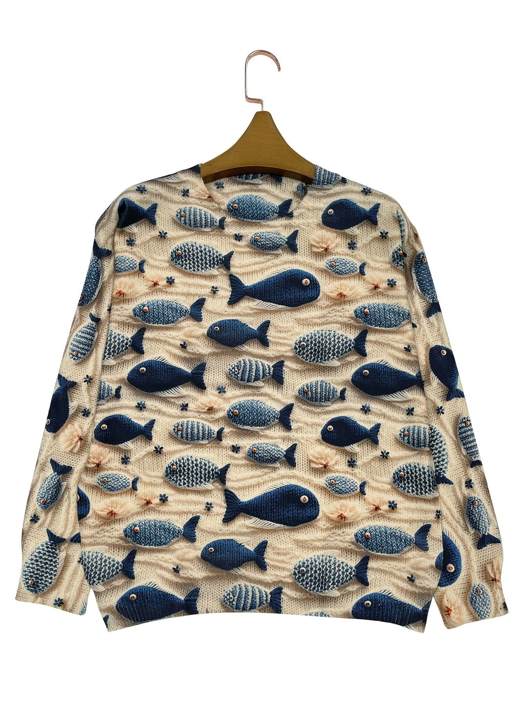 Dakota – Leichter Strickpullover mit Fisch-Motiv