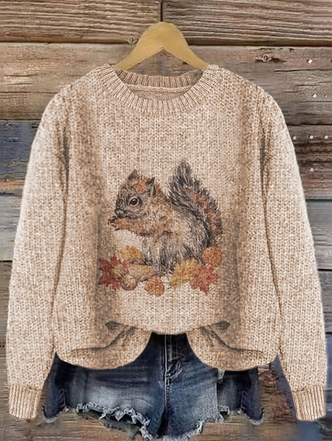 Gracen – Damen Pullover mit Eichhörnchen-Print