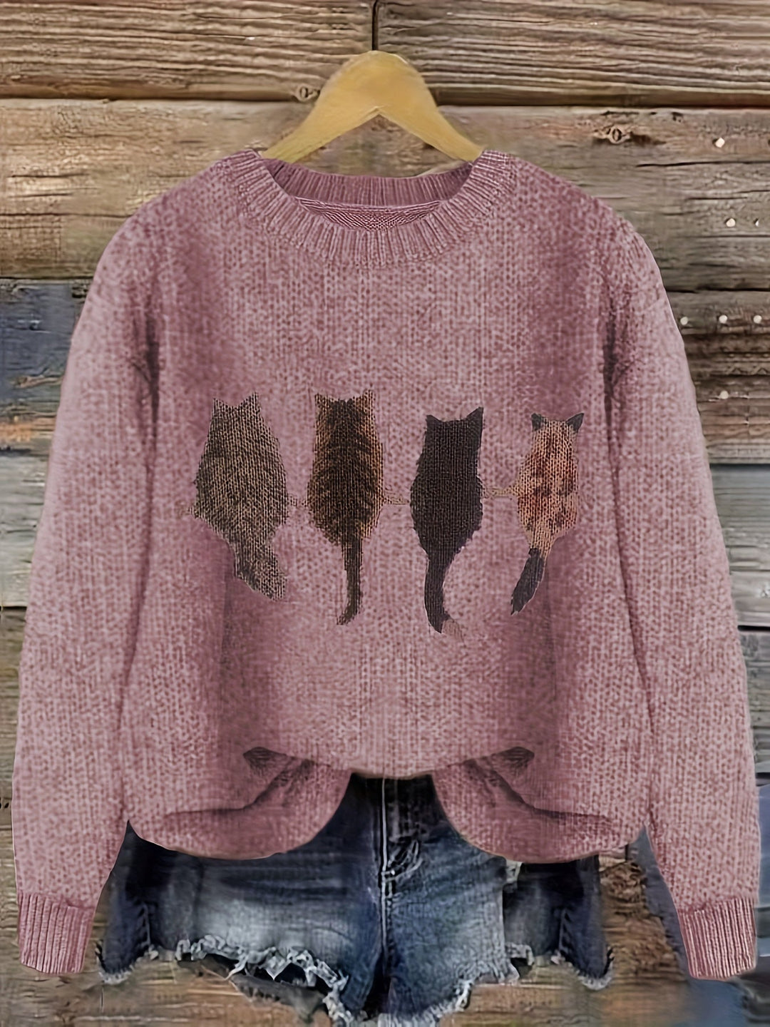 Ginny – Damen Pullover mit Katzen-Print