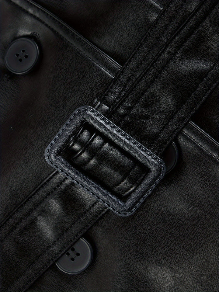 Faye – Eleganter Damen- Leder-Trenchcoat mit Gürtel