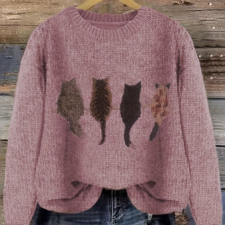 Ginny – Damen Pullover mit Katzen-Print