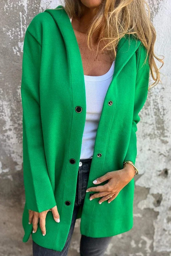 Elena | Lässige Kapuzenjacke mit Knopfleiste & langen Ärmeln