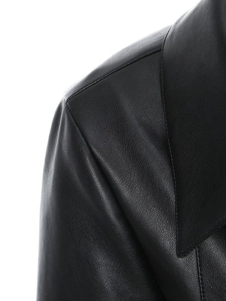 Waverly – Lässige PU- Lederjacke mit quadratischem Ausschnitt & Taillengürtel