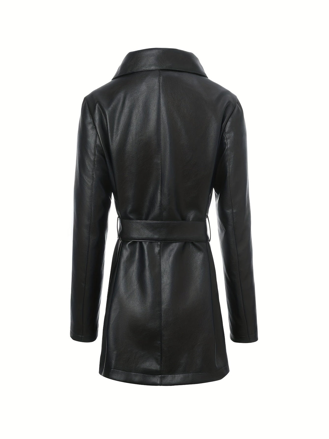 Waverly – Lässige PU- Lederjacke mit quadratischem Ausschnitt & Taillengürtel