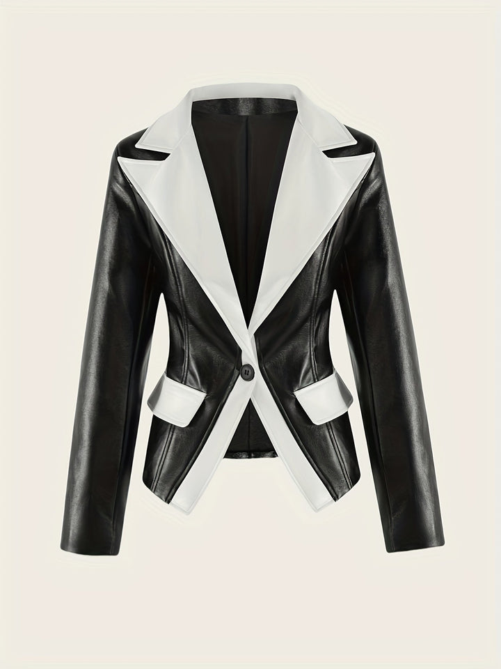 Darana – Damen PU- Lederjacke mit Reverskragen