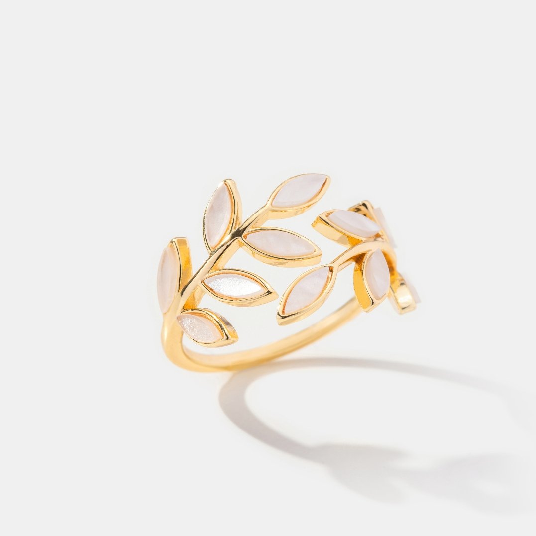 Goldene Blatt Ring