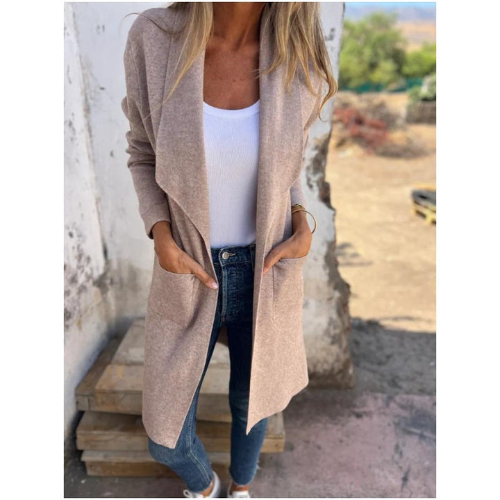 Leonie – Lässiger Frühherbst-Cardigan mit Reverskragen & offener Front